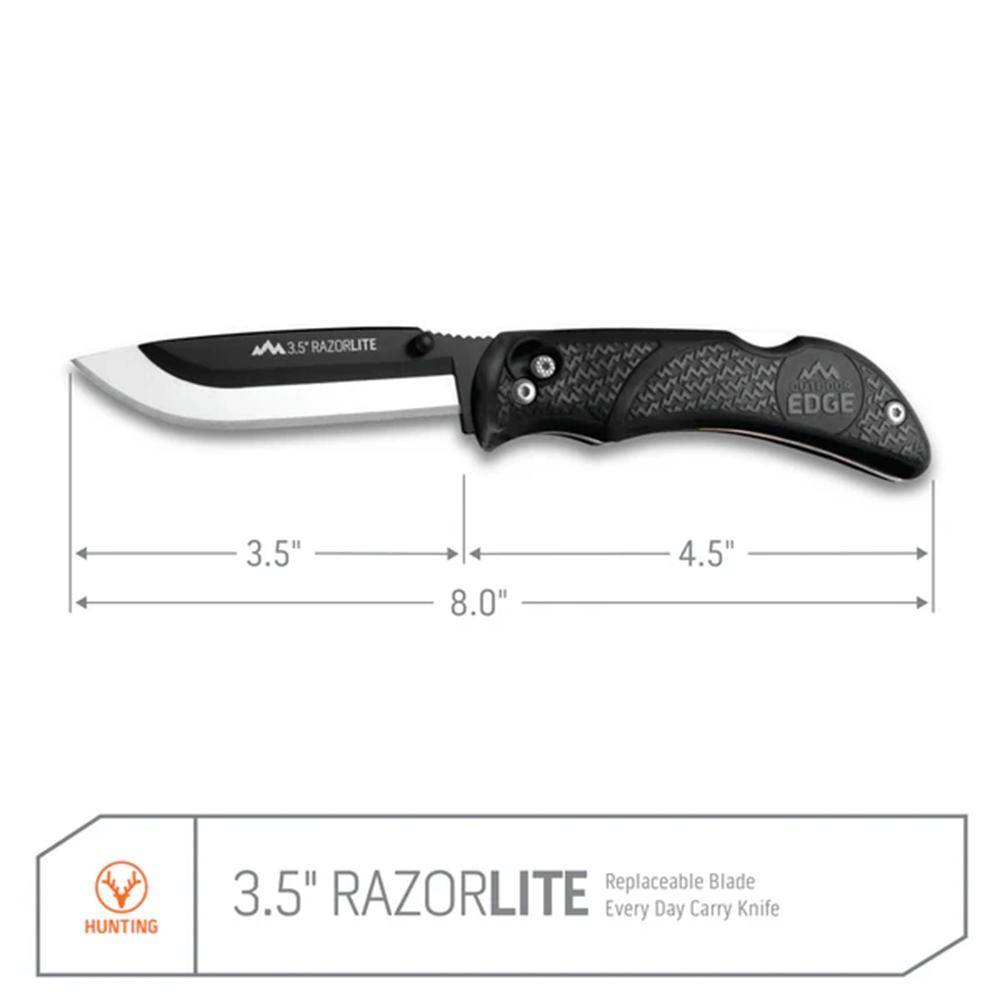 Outdoor Edge RazorPro L Replaceable Blade Hunting Knife 3-1/2" Drop Point Blade Black - Image 4