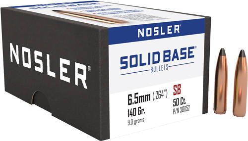 Nosler Solid Base Rifle Bullets 6.5mm .264" 140 gr 50/ct - Image 2