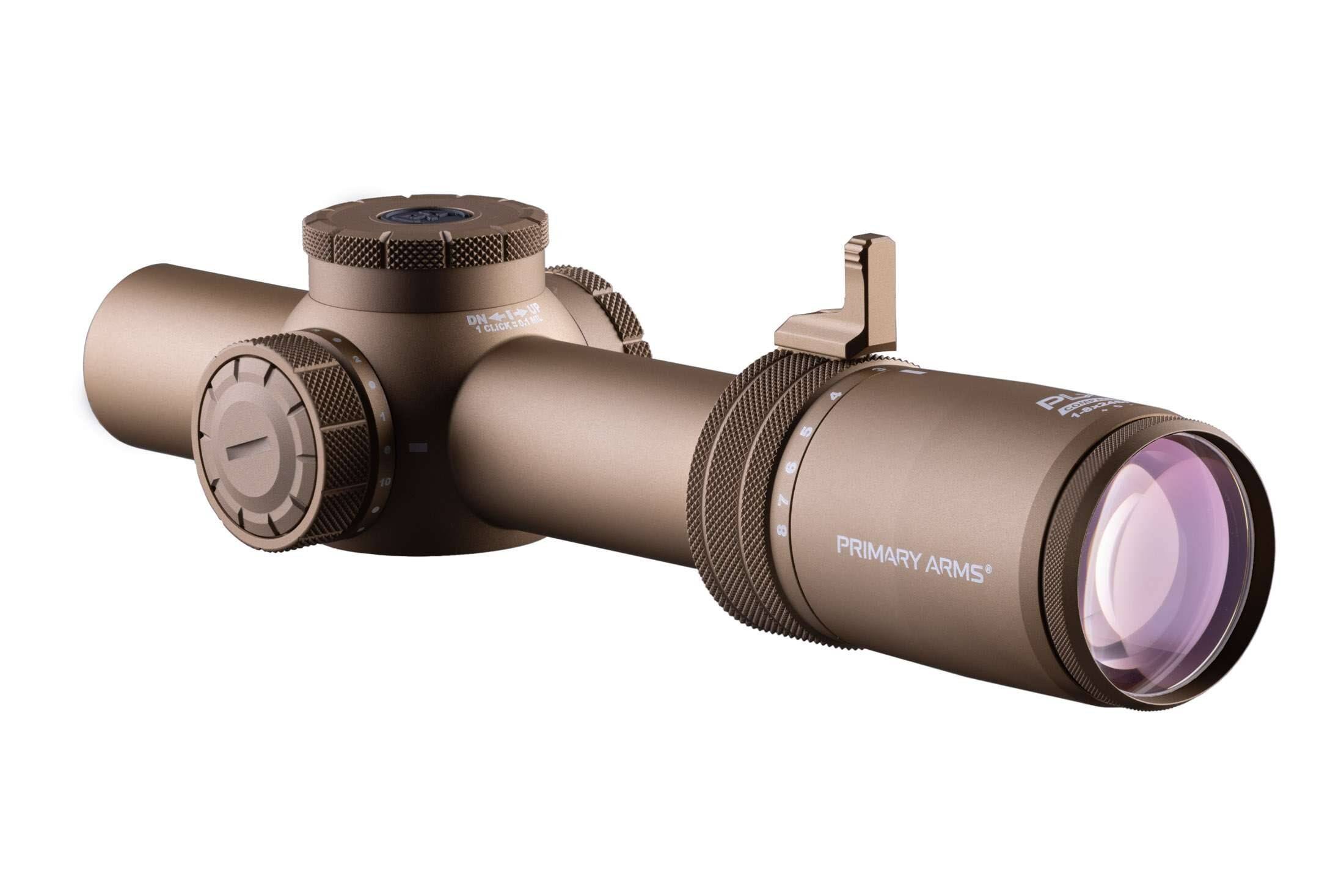 Primary Arms Compact PLxC 1-8x24 FFP RDB Rifle Scope - ACSS Raptor 5.56/.308 Yard G2 Reticle - FDE - Image 3
