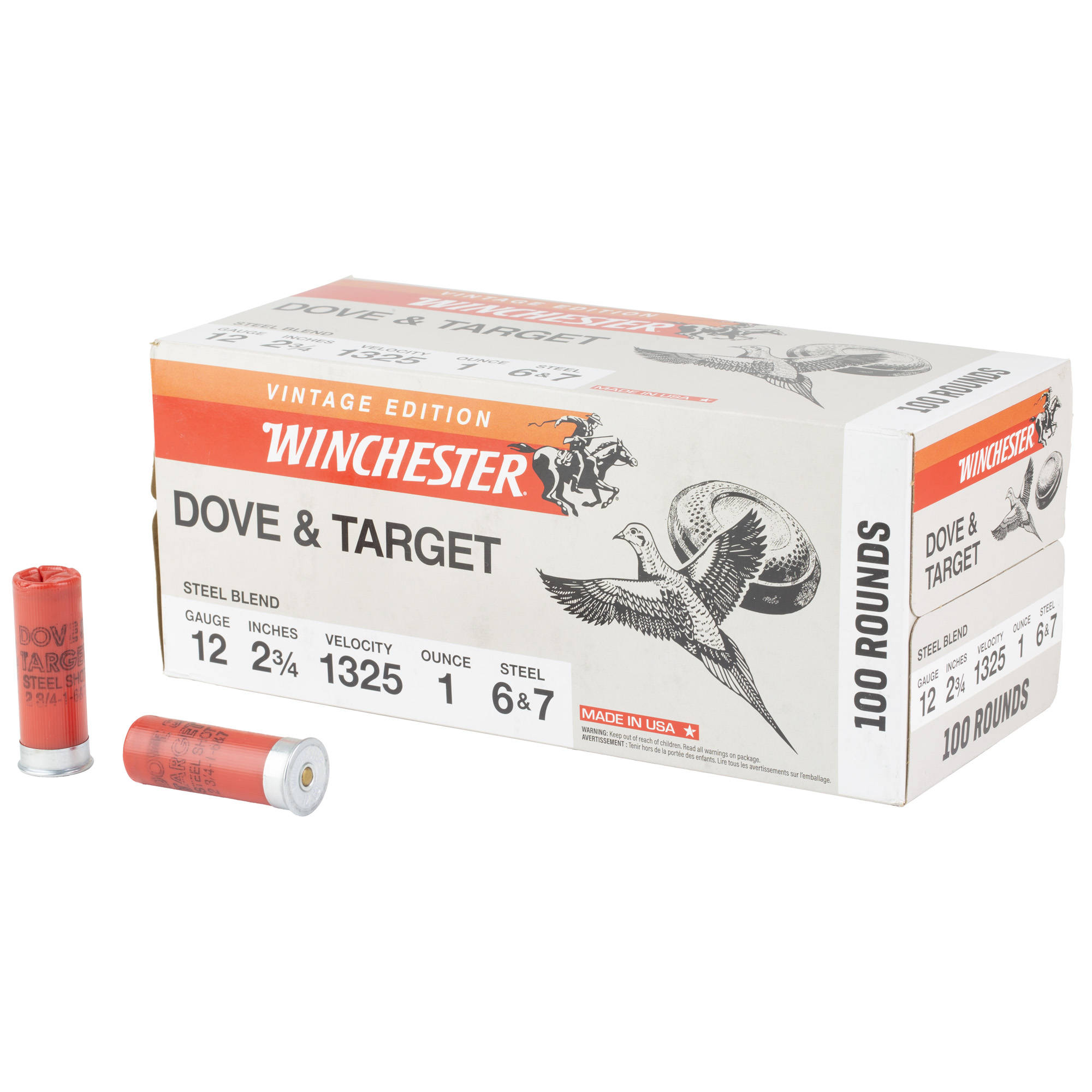 Winchester Dove & Target Steel Blend Shotshells 12ga 2-3/4" 1oz 1325 fps #6&7 100/ct - Image 2