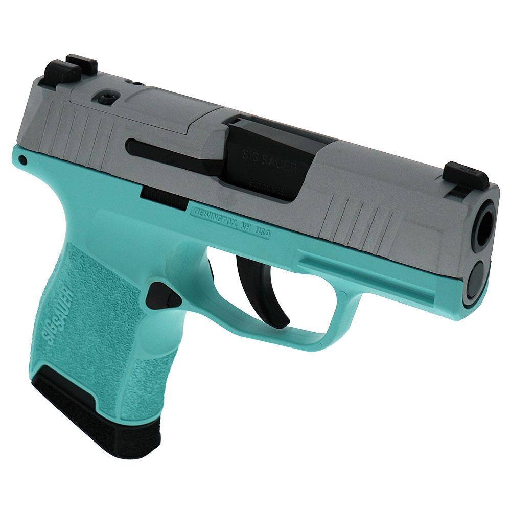Sig Sauer "Silver Slide/Robin's Egg Blue Frame" P365 Optic Ready Handgun 9mm Luger 10rd Magazines(2) 3.1" Barrel X-RAY 3 Sights - Image 4