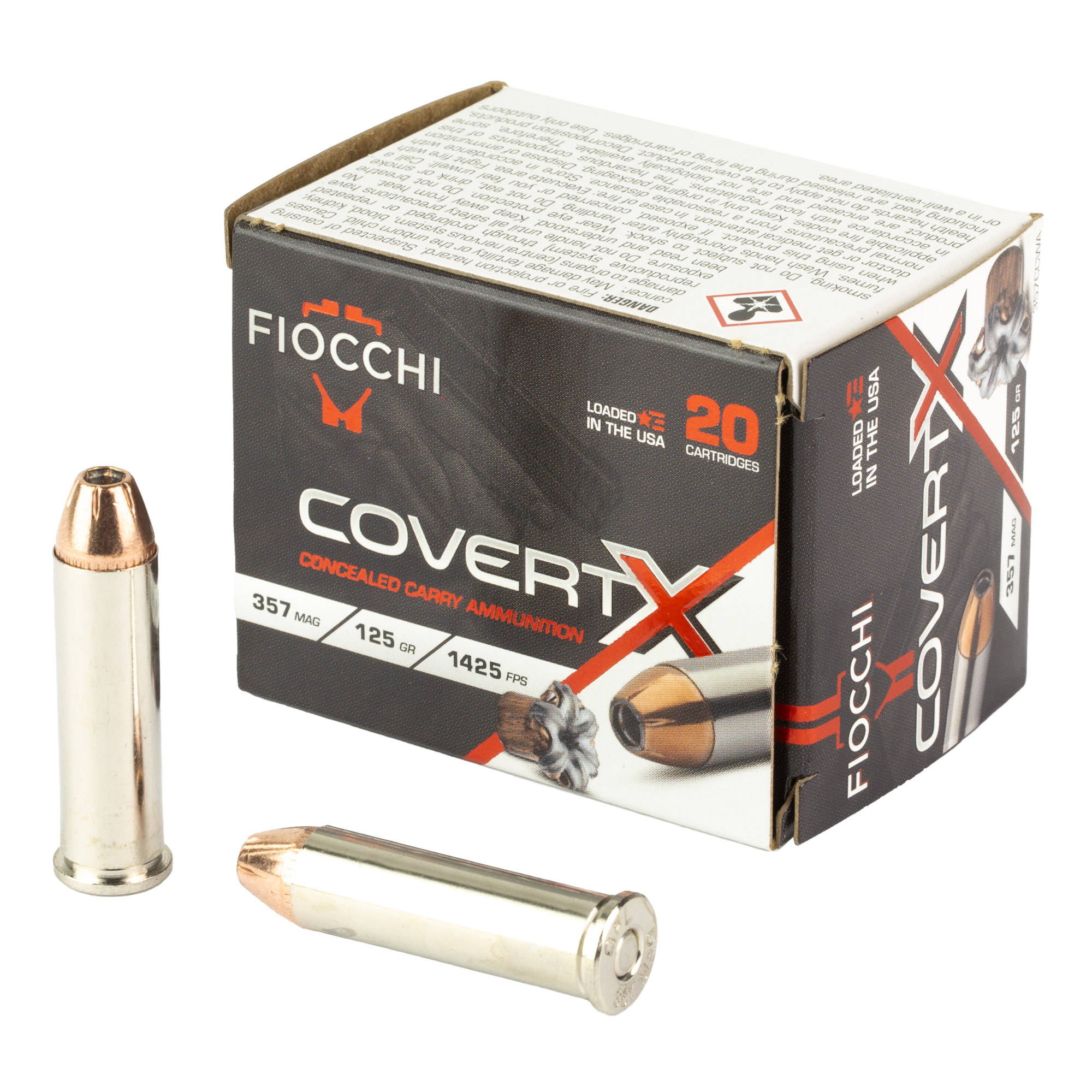 Fiocchi CovertX Handgun Ammunition .357 Mag 125gr JHP 1425 fps 20/ct - Image 2