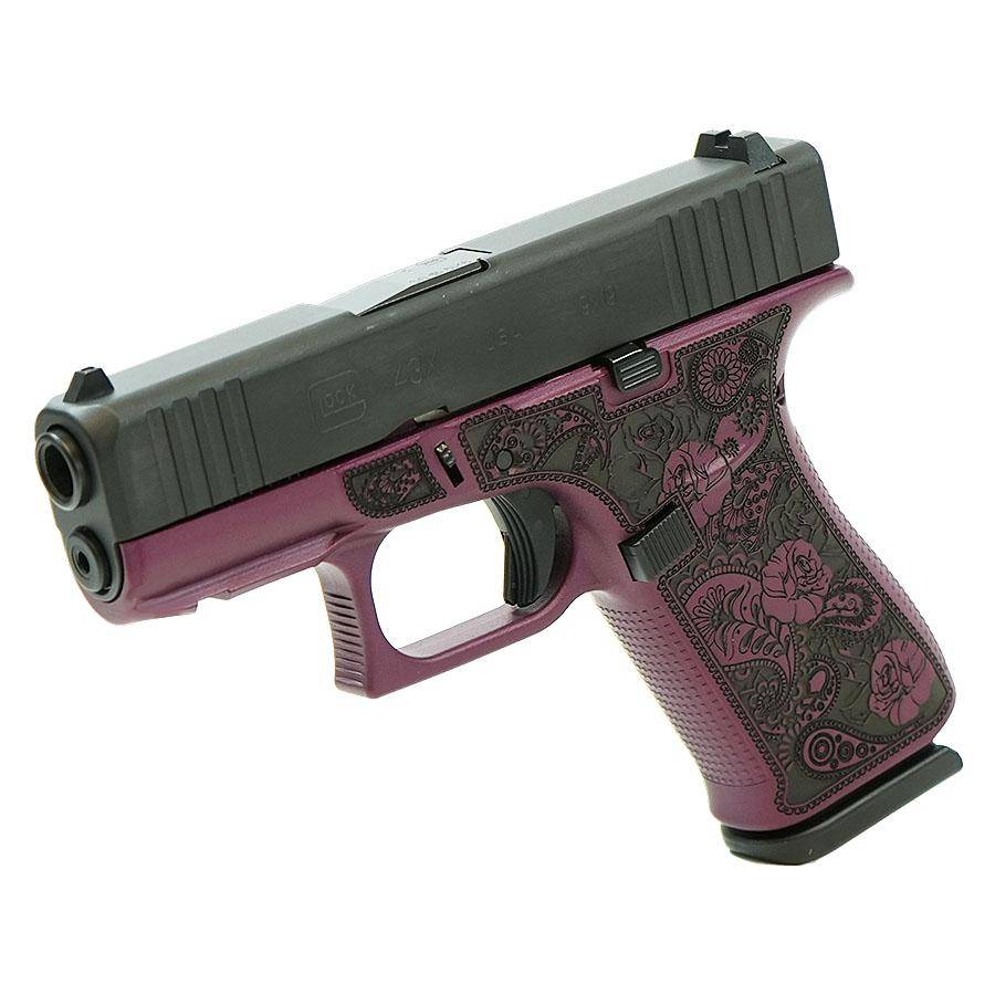 Glock 43X "Paisley Grip" Black Cherry Handgun 9mm Luger 10rd Magazines(2) 3.4" Barrel Accessory Rail USA Made - Image 3