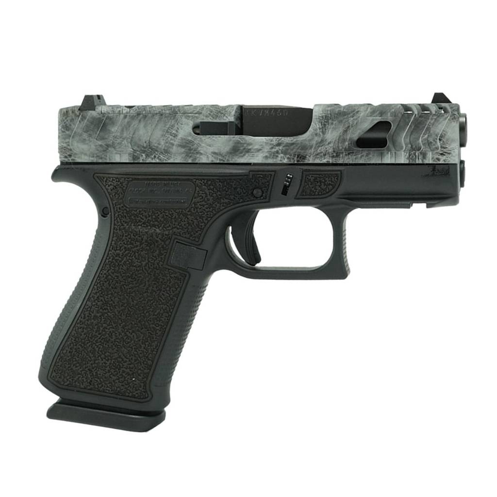 Glock 43x Custom "Static Stipple/Sliver Marble Slide" Handgun 9mm Luger 10rd Magazines (2) 3.4" Barrel Front Rail USA Made