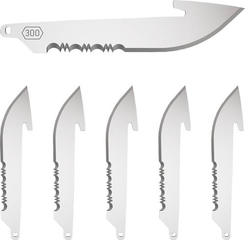 Outdoor Edge 3" Drop Point Blade Pack Half Serration Stainless 6/ct - Image 5