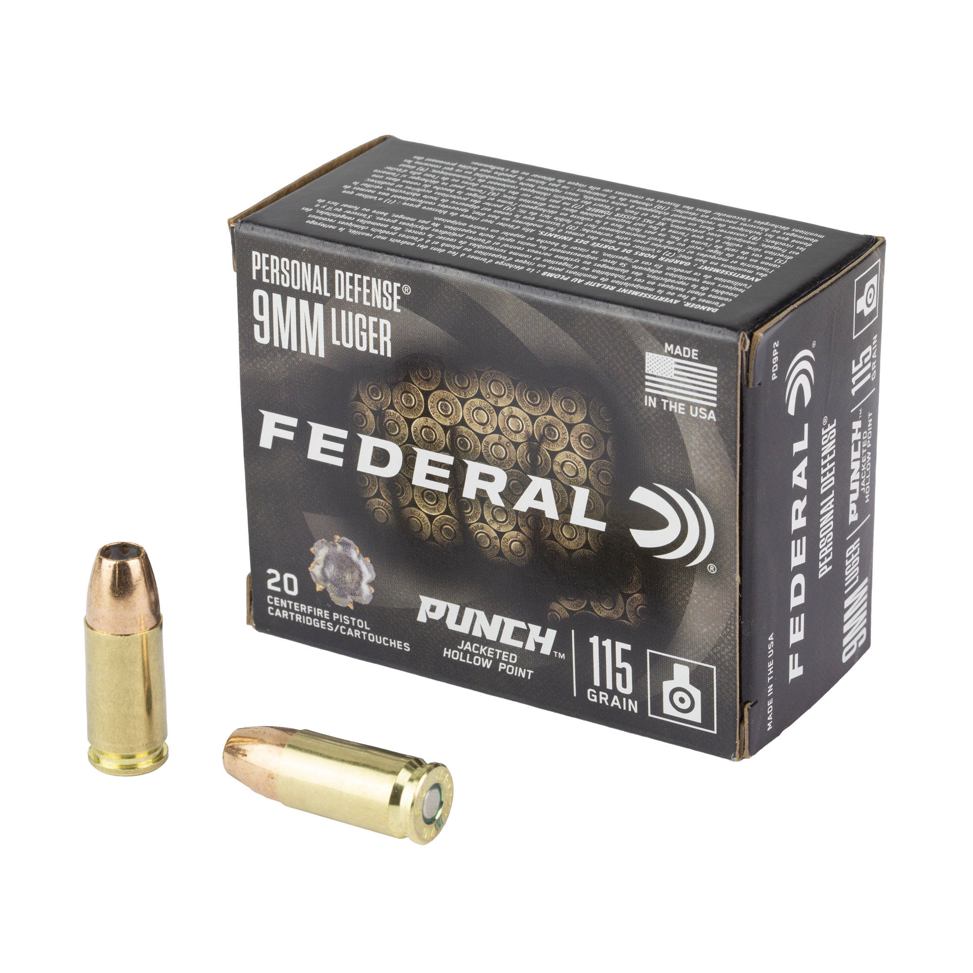 Federal Personal Defense Punch Handgun Ammunition 9mm Luger 115gr JHP 1180 fps 20/ct - Image 2