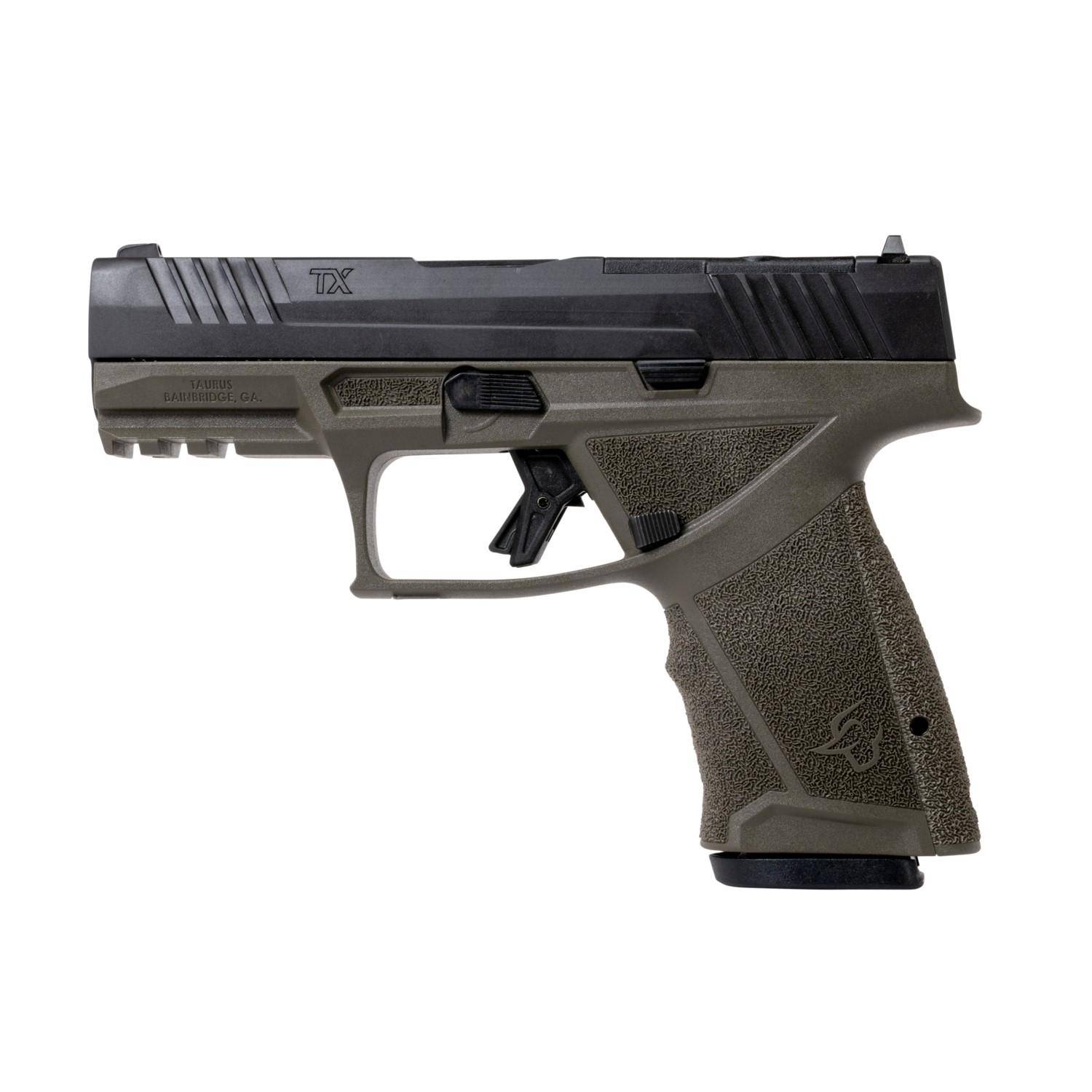 Taurus TX9 Compact Handgun 9mm Luger 15rd Magazines(2) 4" Barrel ODG Grip Black Slide - Image 2