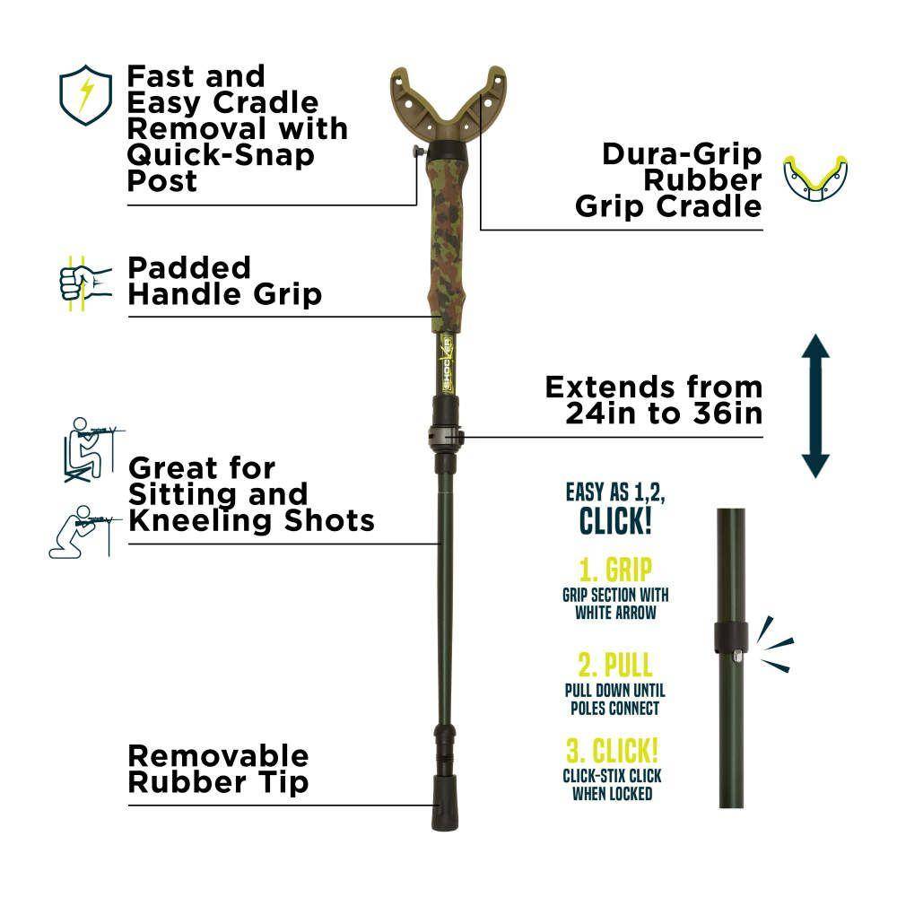 Allen Shocker Tom Maker Click-Stix Shooting Stick 36" Green Camo - Image 3