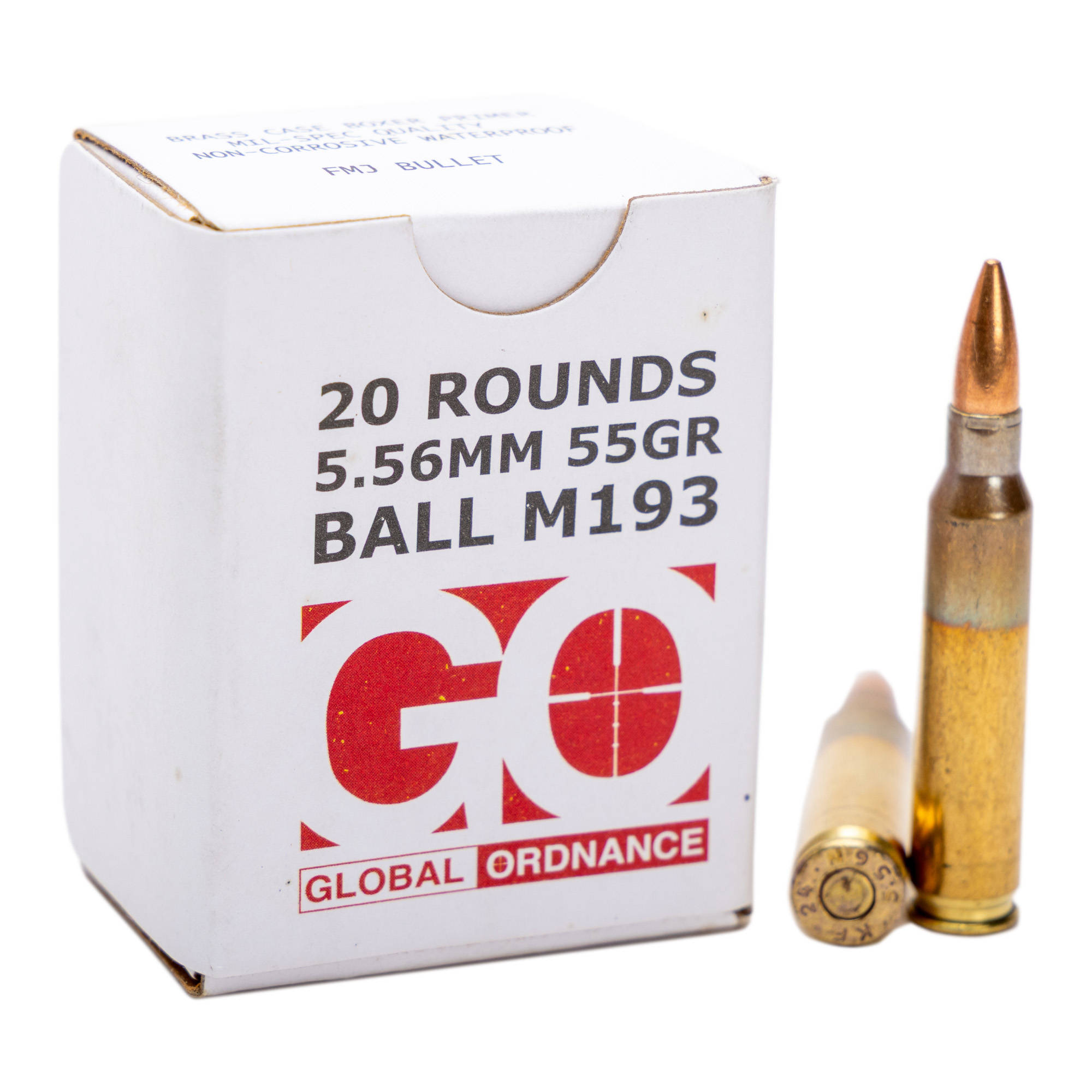Global Ordnance M193 Rifle Ammunition 5.56X45 NATO 55gr FMJ 3162 fps 20/ct - Image 3