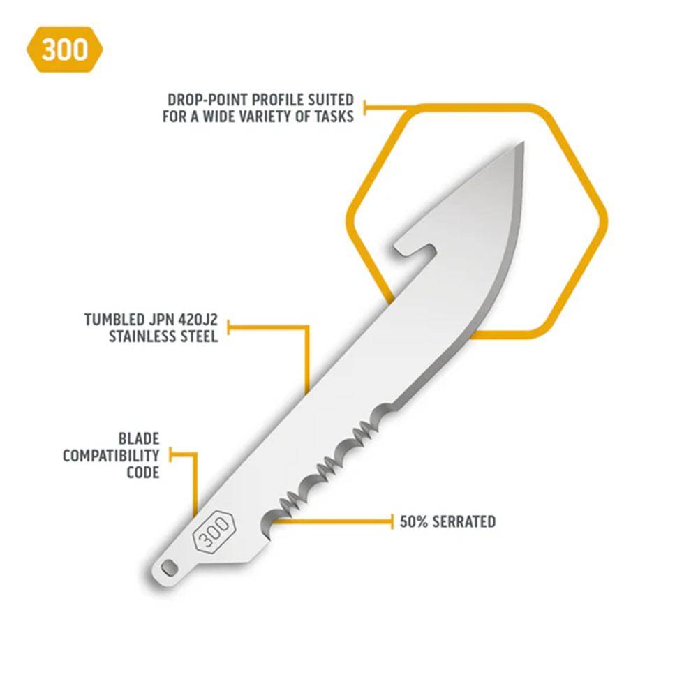 Outdoor Edge 3" Drop Point Blade Pack Half Serration Stainless 6/ct - Image 2