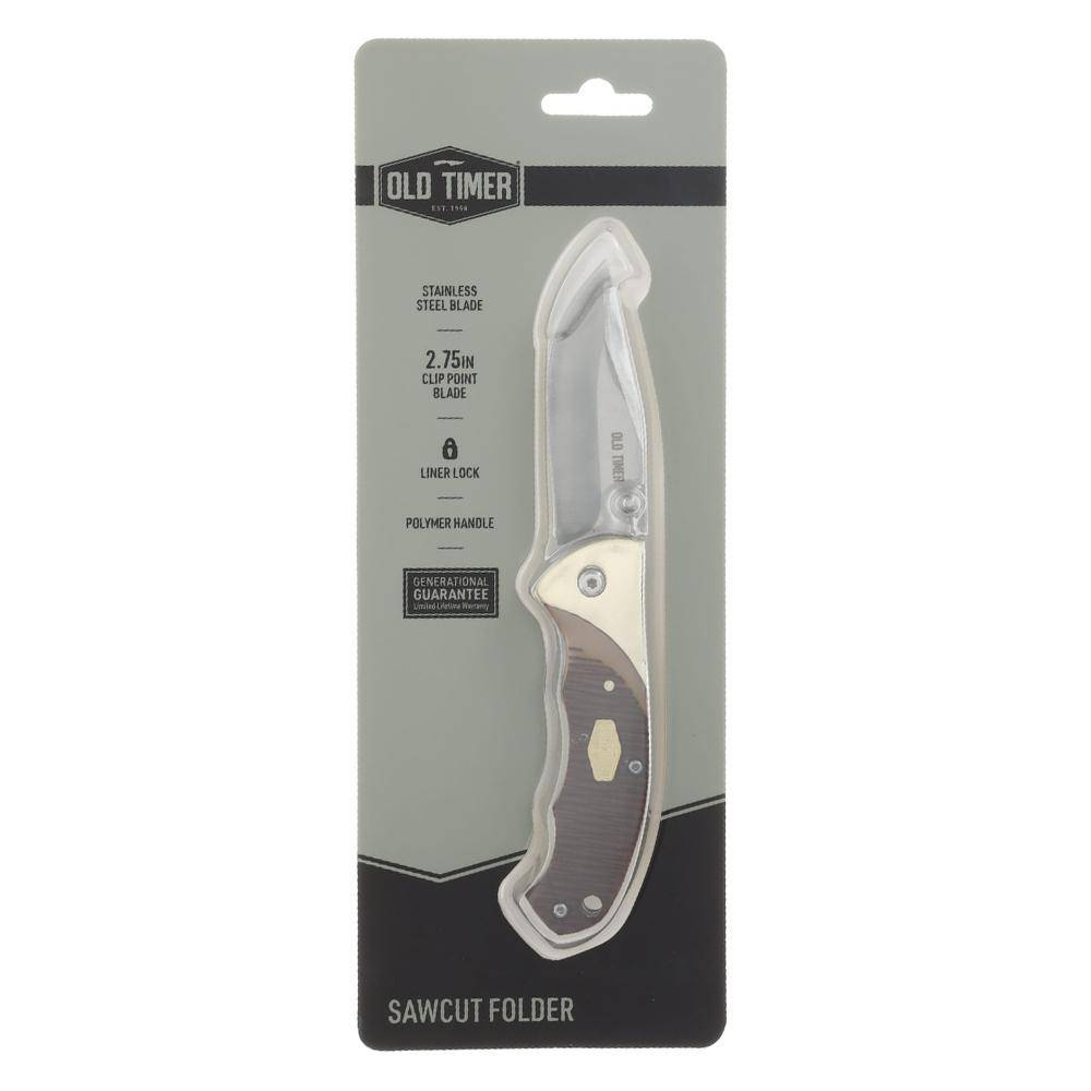Old Timer Clip Folding Knife 2-3/4" Clip Point Blade Brown - Image 5