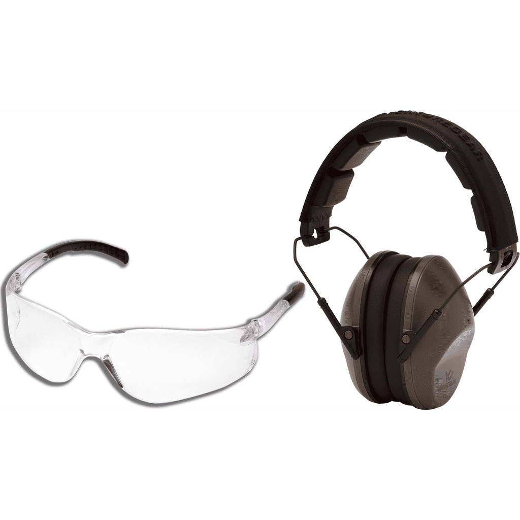 Pyramex Low-Profile Combo Kit Clear Shooting Glasses and Passive Earmuff 24dB OD Green