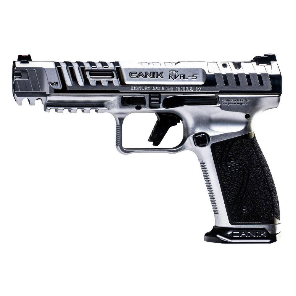 Canik SFx Rival-S Chrome Handgun 9mm Luger 18rd Magazines(2) 5" Barrel Silver