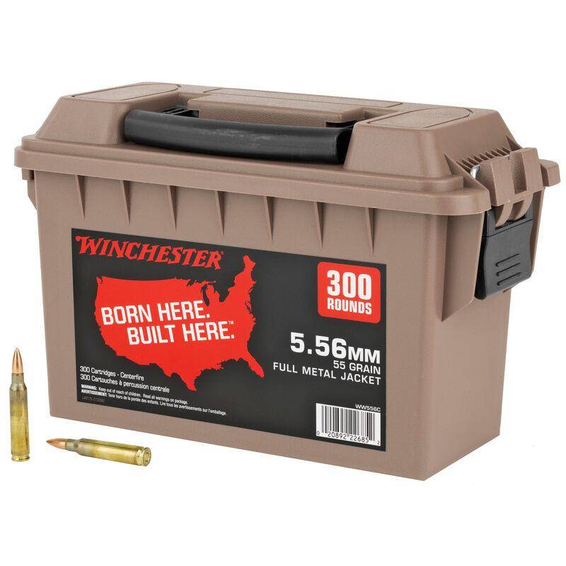 Winchester Lake City M193 Rifle Ammunition 5.56X45 NATO 55 gr. FMJ 3270 fps 300/ct (Polymer Ammo Can)