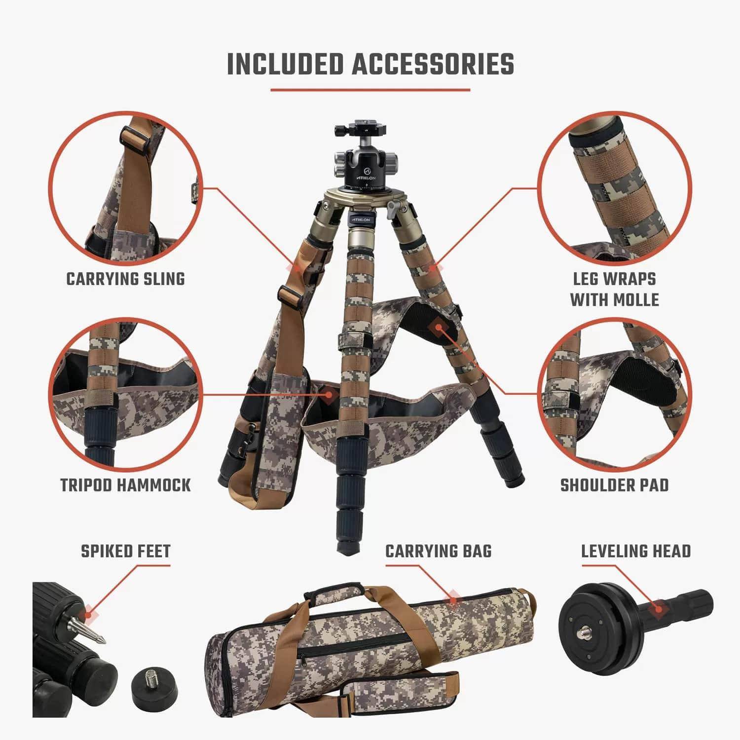 Athlon Midas CF29 Carbon Fiber Tripod 9" - 65" Camo with Soft Sided Carrying Case - Image 4