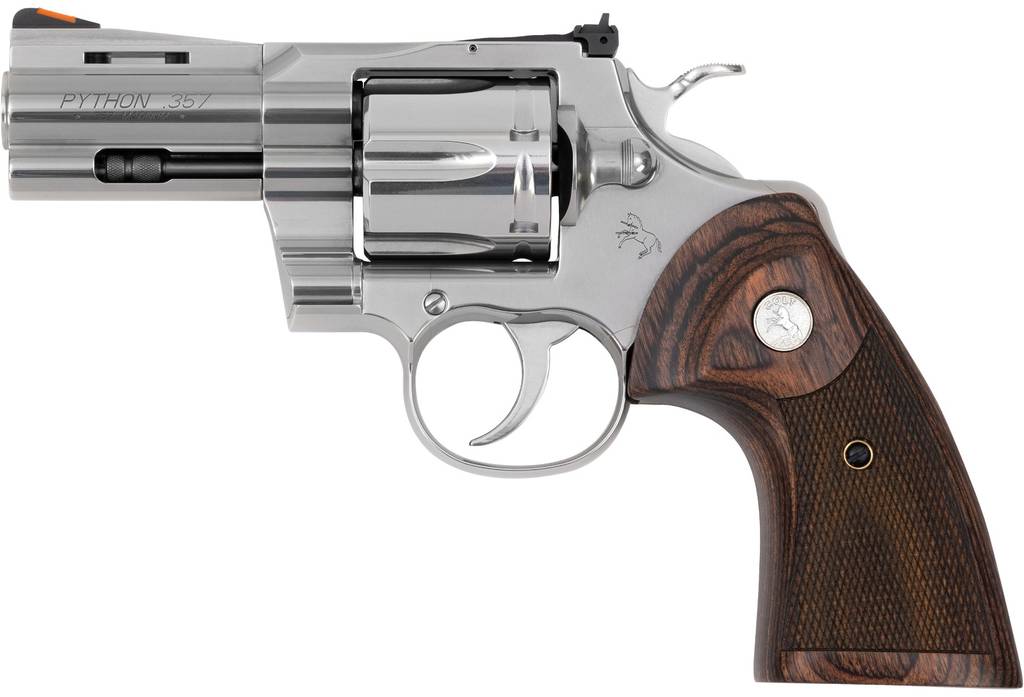 Colt Python Handgun .357 Mag 6rd Capacity 3" Barrel Stainless Finish Wood Grips