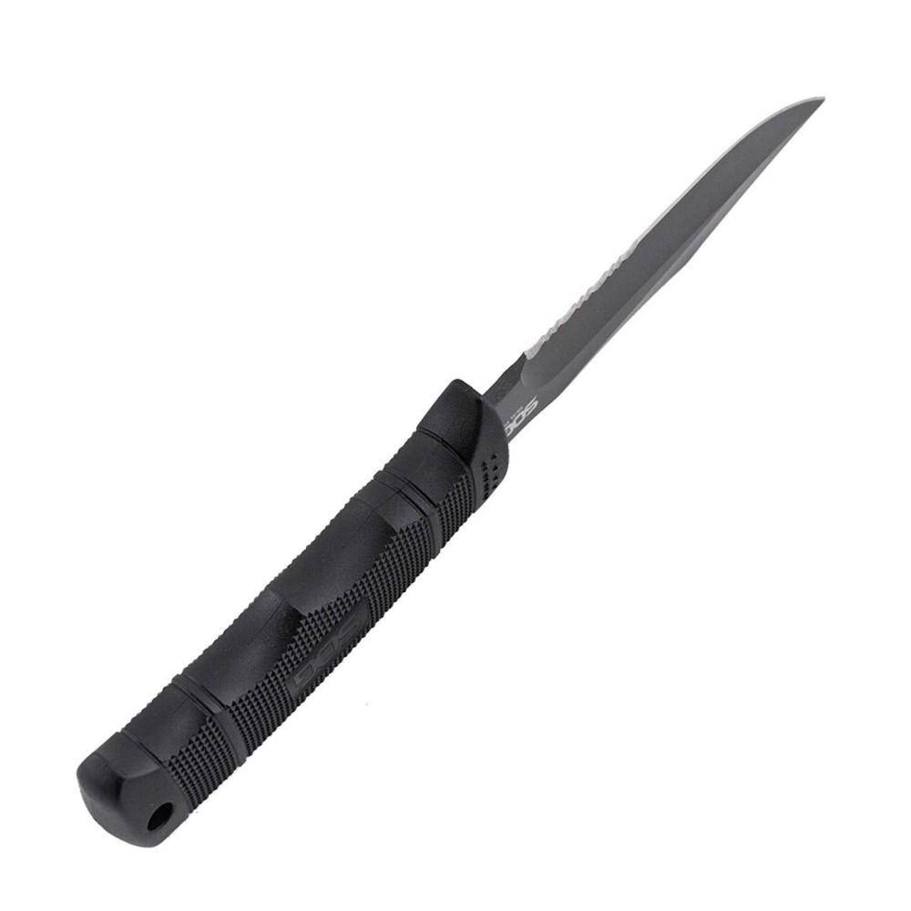 SOG Seal Pup Fixed Blade Knife 4-3/4" Clip Point Blade Black with Nylon Sheath - Image 3