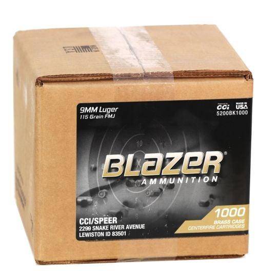 CCI Blazer Brass Handgun Ammunition 9mm Luger 115 gr FMJ 1145 fps 500/ct (Loose Pack)