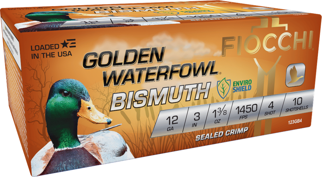 Fiocchi Golden Waterfowl Bismuth 12ga 3" 1-3/8oz 1450 fps #4 10/ct