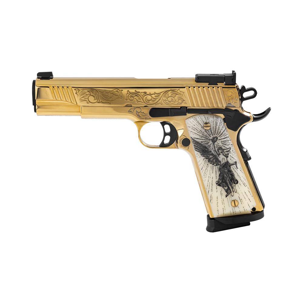 EAA Girsan MC1911 Gold Lux Handgun .38 Super 9rd Magazine 5" Barrel Engraved Slide and Grips Luxury Case - Image 5