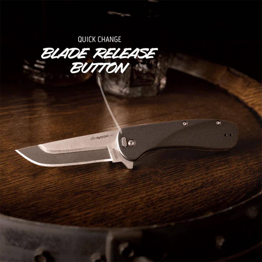 Outdoor Edge Razor VX1 Folding Knife 3" Drop Point Blade Grey - Image 2