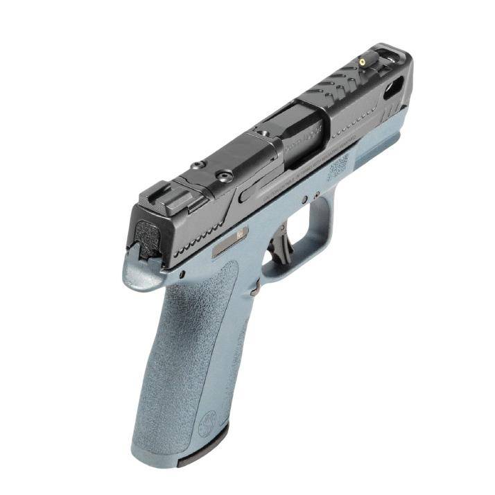 S&W PC Shield-X Carry Comp Blue Titanium Handgun 9mm Luger 13(1)&15(1)rd Magazines 3.6" Ported Barrel Thumb Safety - Image 2