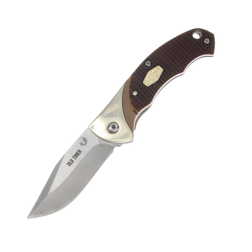 Old Timer Clip Folding Knife 2-3/4" Clip Point Blade Brown