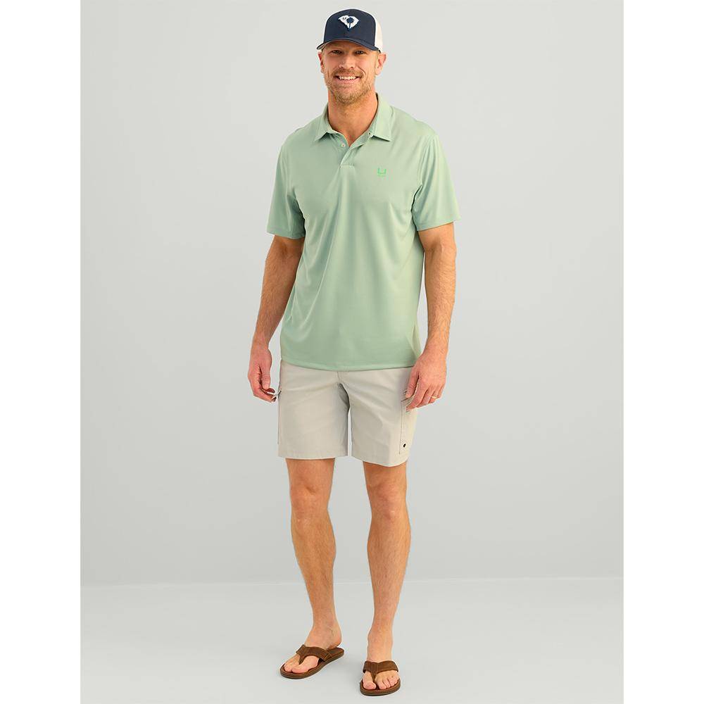 Huk Icon Polo Short Sleeve Shirt Fog Green 2XL - Image 3