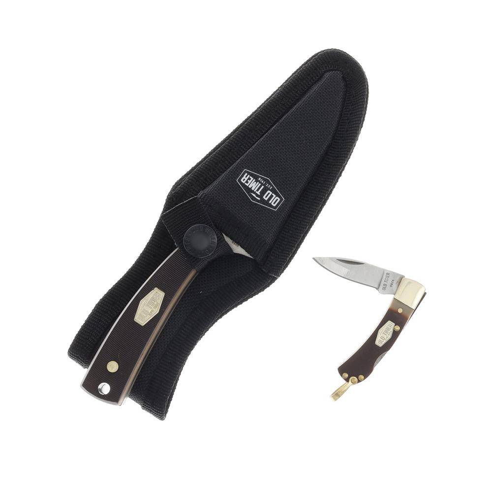 Old Timer Sharpfinger Knife Combo 3-1/4" Clip Point Blade 1-3/5" Drop Point Blade - Image 3