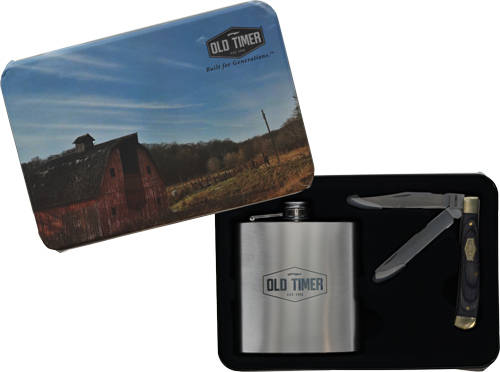 Old Timer 2-Blade Folding Knife and Flask Combo - Image 4