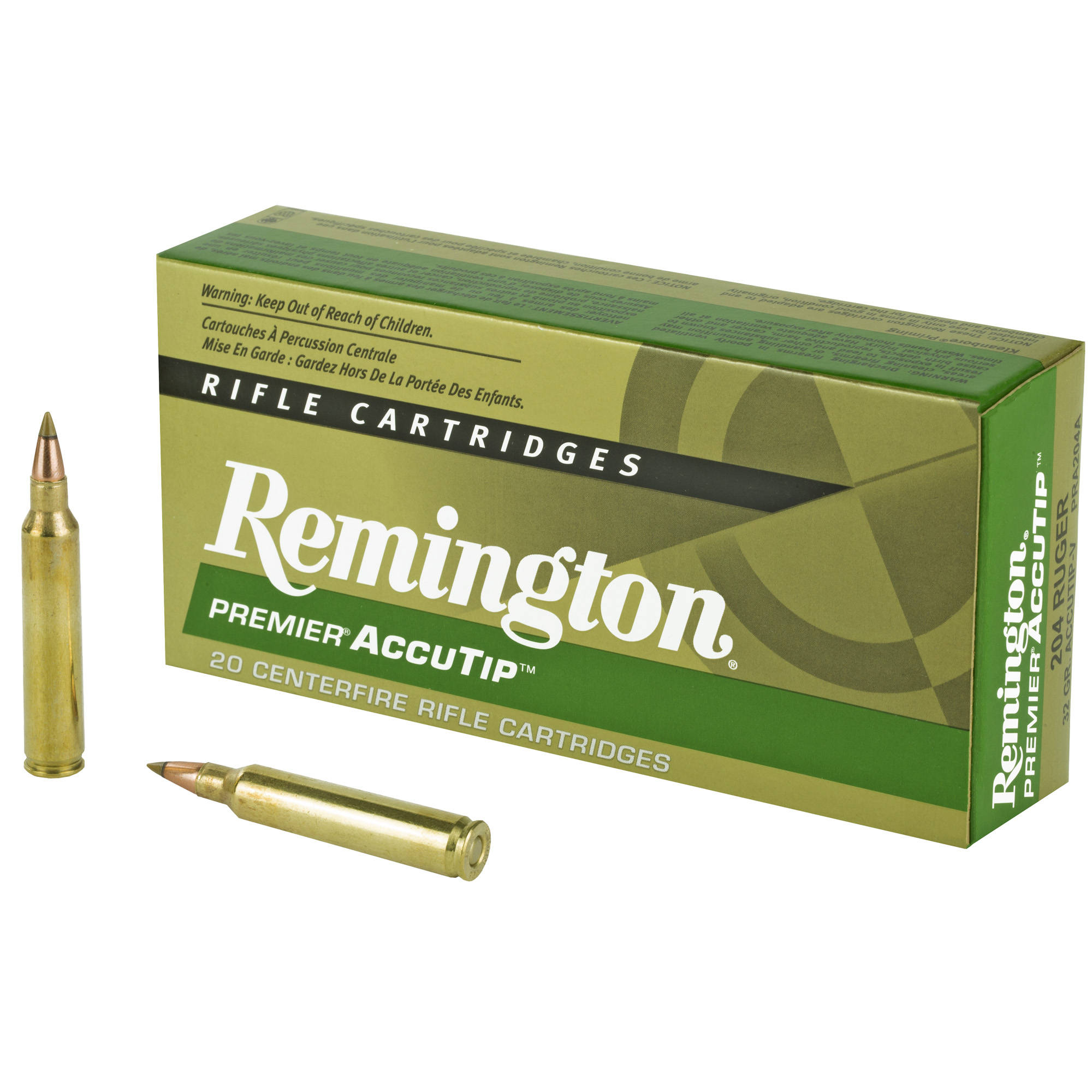 Remington Premier AccuTip Varmint Rifle Ammunition .204 Ruger 32 gr ATV 4225 fps 20/ct - Image 2