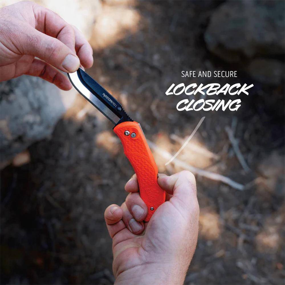 Outdoor Edge RazorPro L Replaceable Blade Folding Knife 3-1/2" Drop Point Blade Orange - Image 7