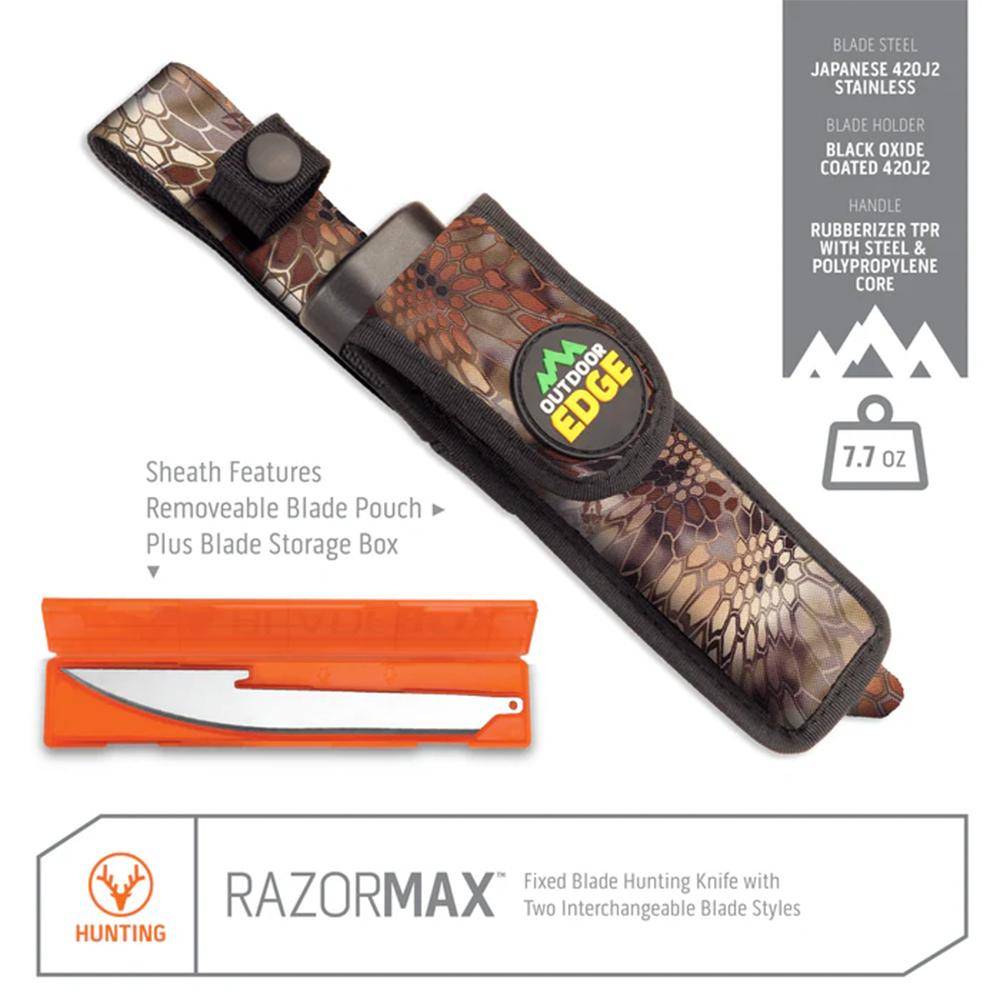 Outdoor Edge Razormax Replaceable Fixed Knife Orange 5" Boning Blade Orange - Image 3