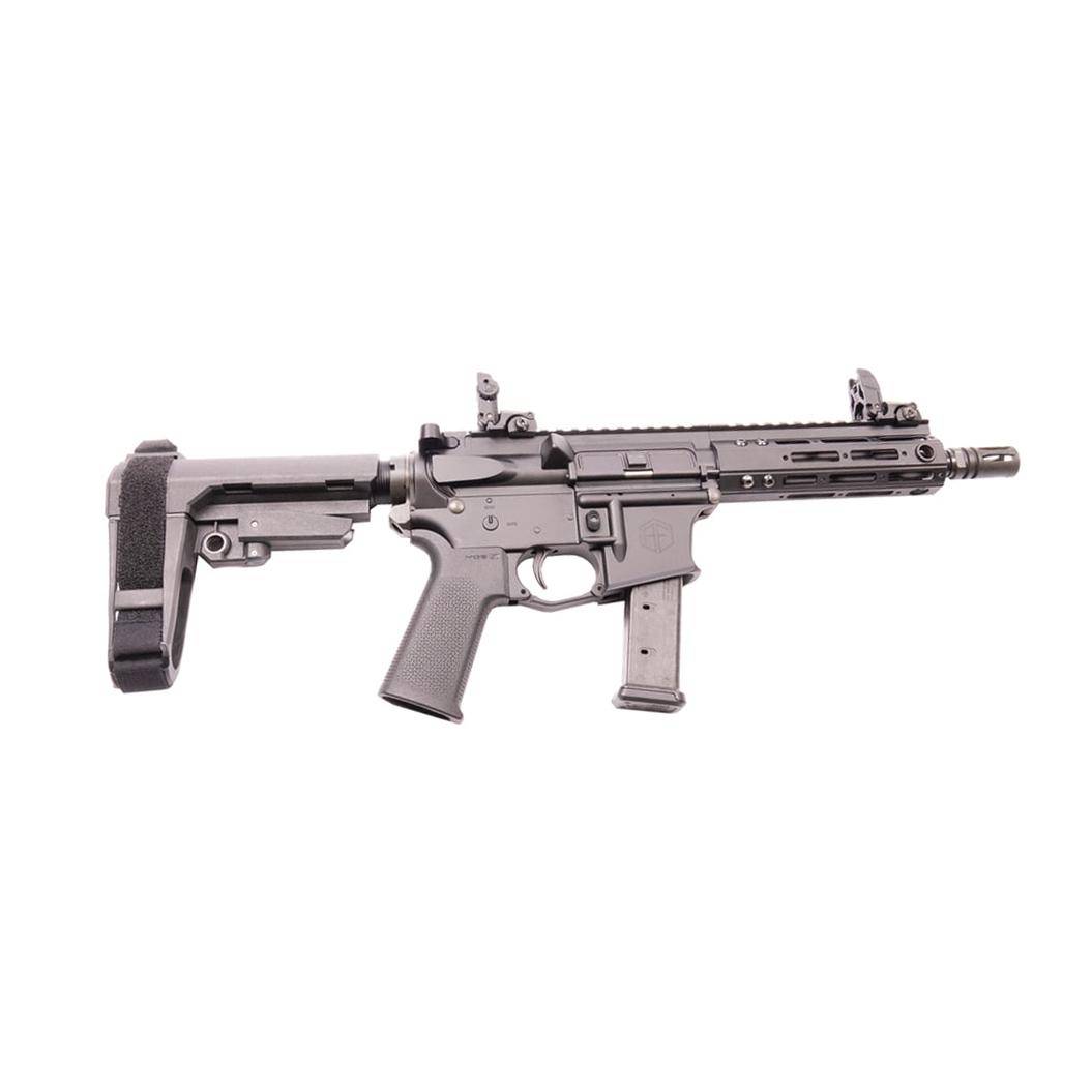 Alpha Foxtrot AF9-G.Pistol 9mm Luger 20rd Magazine 7.5" Barrel Blowback Operation Anodized Black Brace