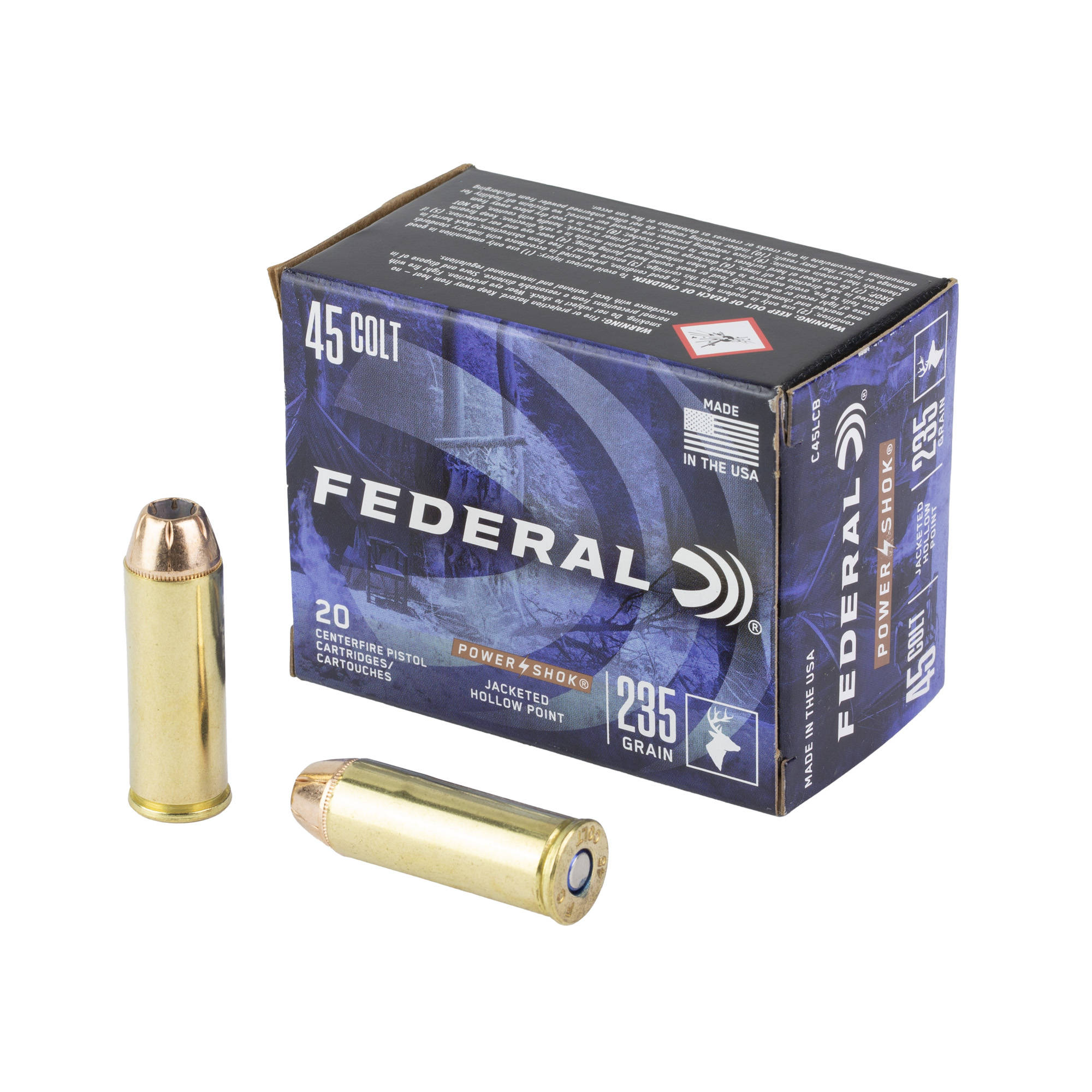 Federal Power-Shok Handgun Ammunition 45 Colt 235gr JHP 845 fps 20/ct - Image 2