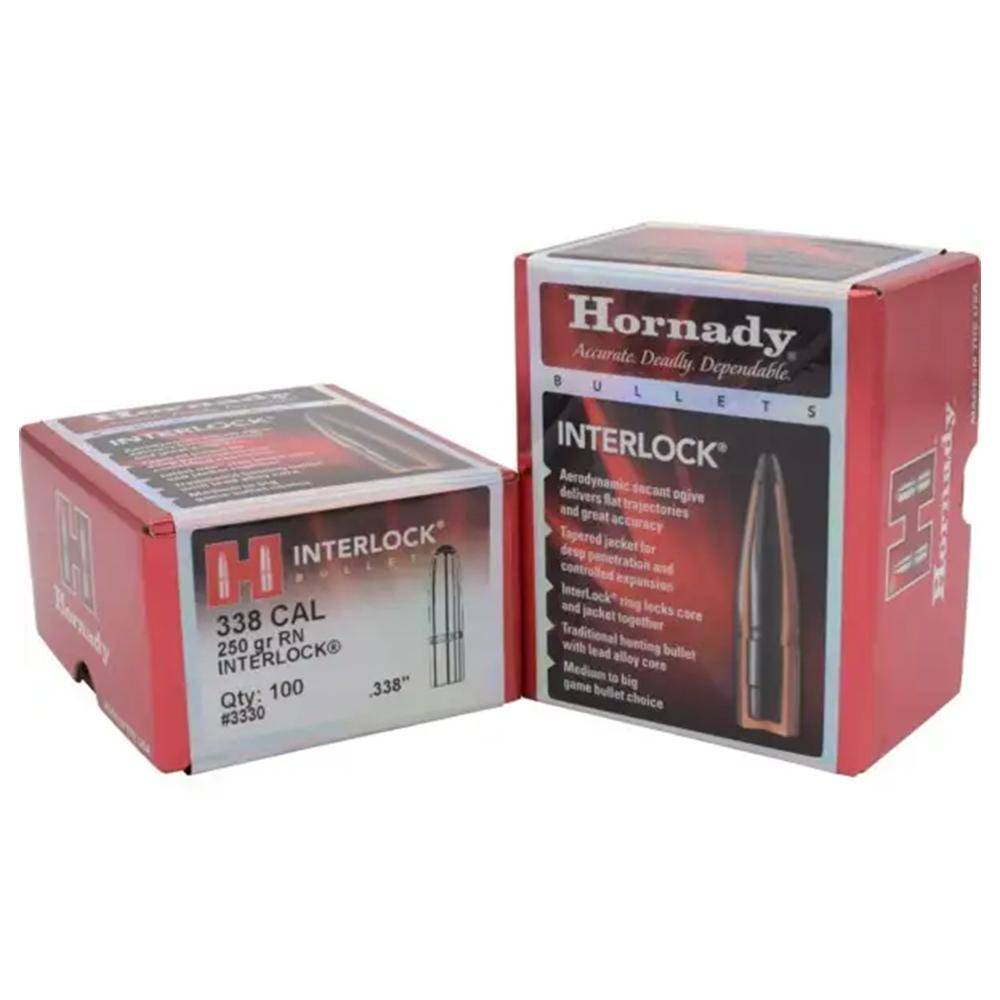 Hornady InterLock Bullets .338 cal .338" 250 gr RN 100/ct - Image 3