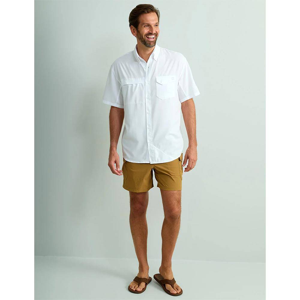 Huk Tide Point Short Sleeve Button Down Shirt White M - Image 3