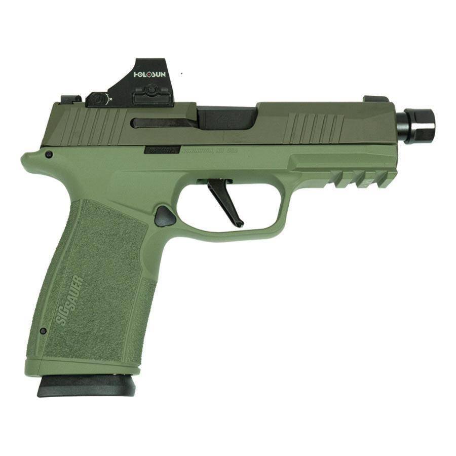 Sig Sauer P365 XMacro Handgun 9mm Luger 17rd Magazines (2) 3.7" Threaded Barrel Two Tone Green TB with Optic