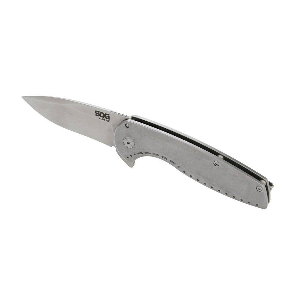 SOG Knives Aegis FLK 2.0 Folding Knife 3-1/4" Drop Point Blade Silver - Image 3