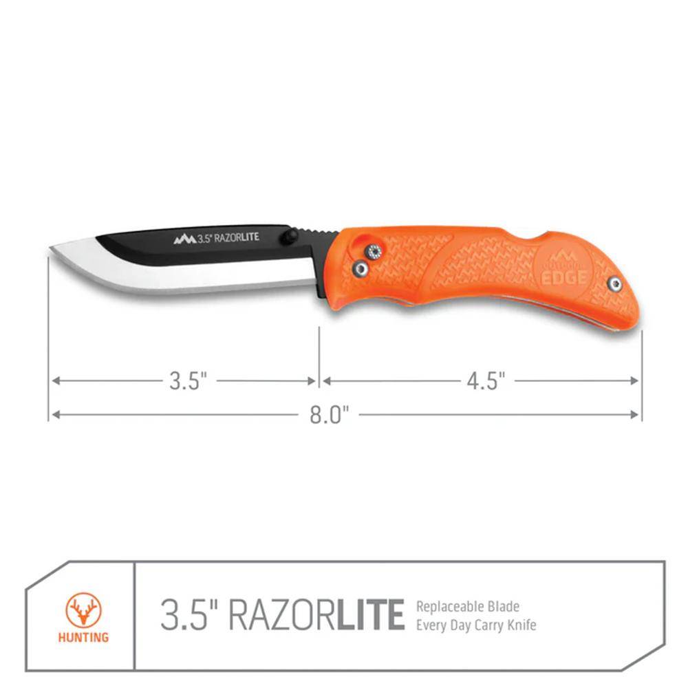 Outdoor Edge RazorPro L Replaceable Blade Folding Knife 3-1/2" Drop Point Blade Orange - Image 4