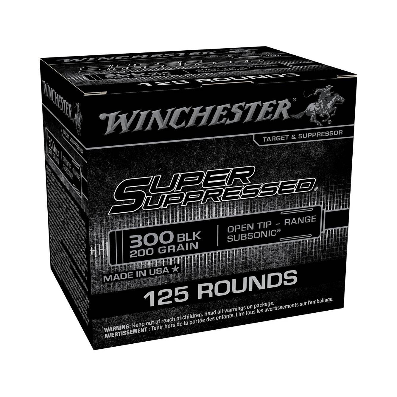 Winchester Super Suppressed Subsonic Ammunition .300 Blk 200gr OTM 1060 fps 125/ct