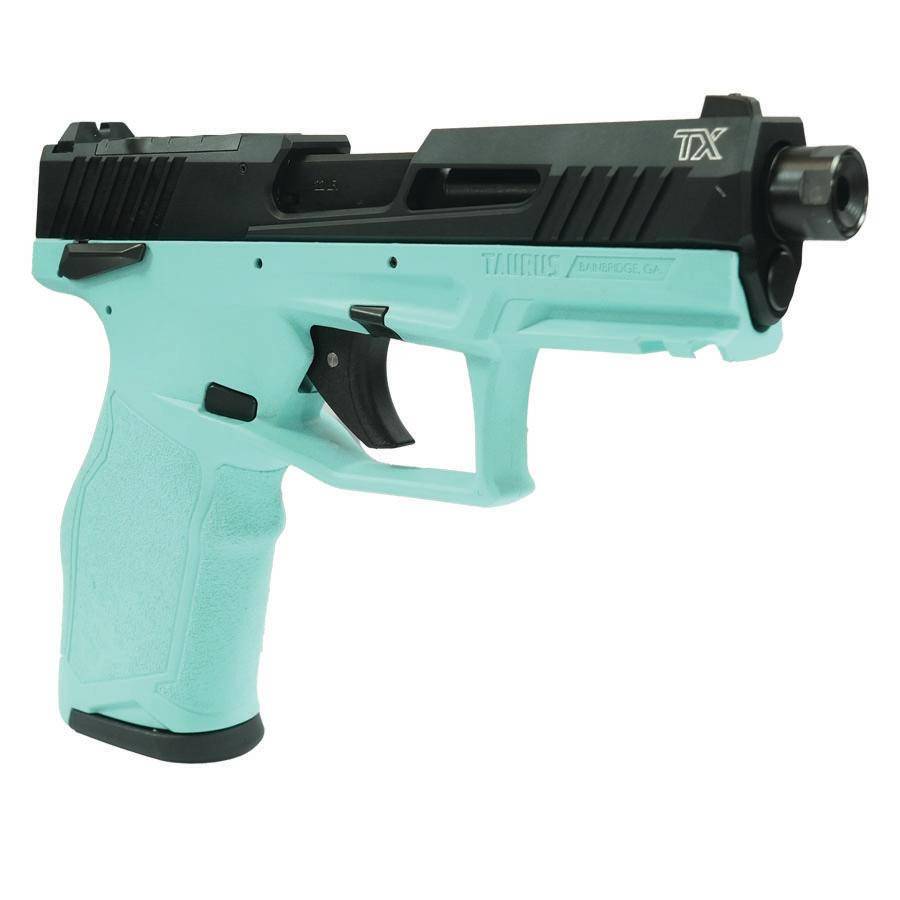 Taurus 2TX22 Handgun .22 LR 10rd Magazines(2) 4.6" Threaded Barrel Black Slide/Cyan Frame - Image 3