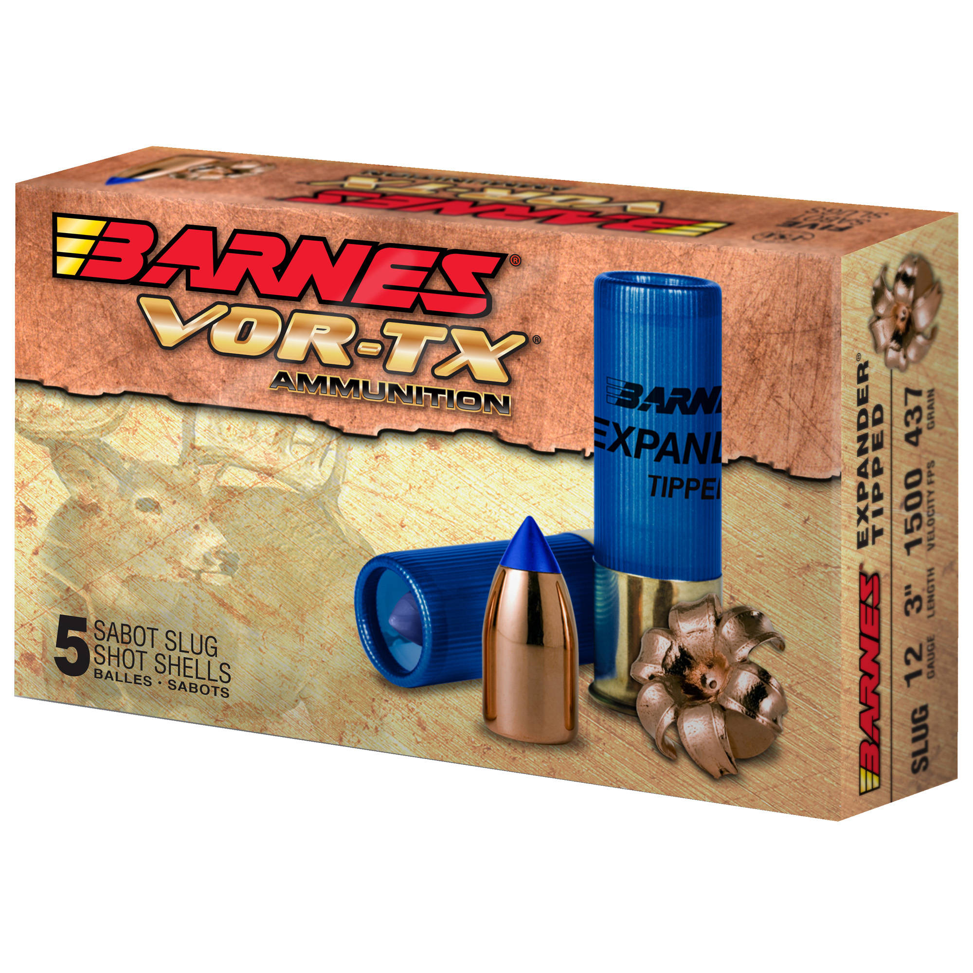 Barnes VOR-TX Shotshells 12ga 3" 437gr 1550 Slug 5/ct - Image 2