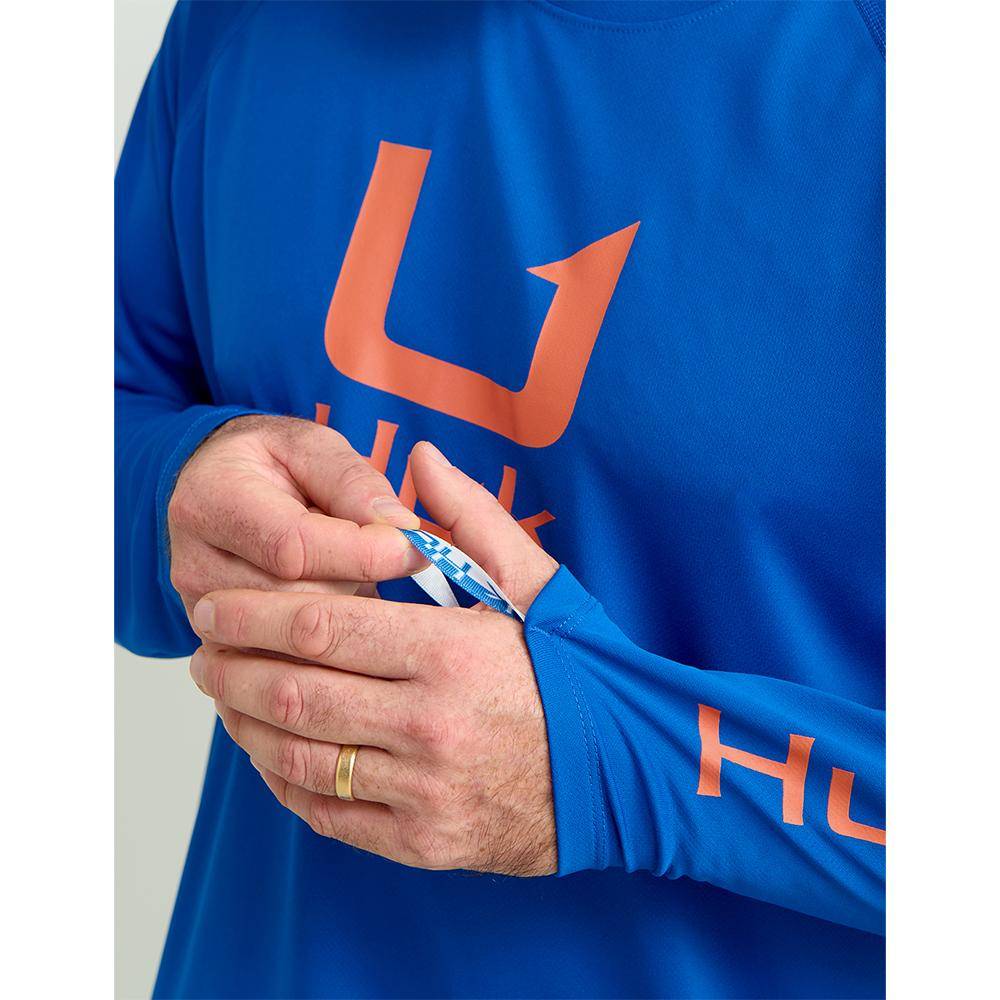 Huk Icon Crew Long Sleeve Shirt Ocean Blue XL - Image 3