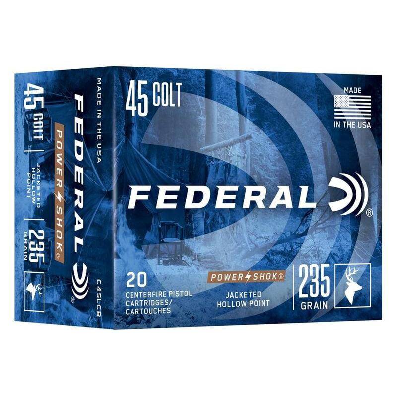 Federal Power-Shok Handgun Ammunition 45 Colt 235gr JHP 845 fps 20/ct