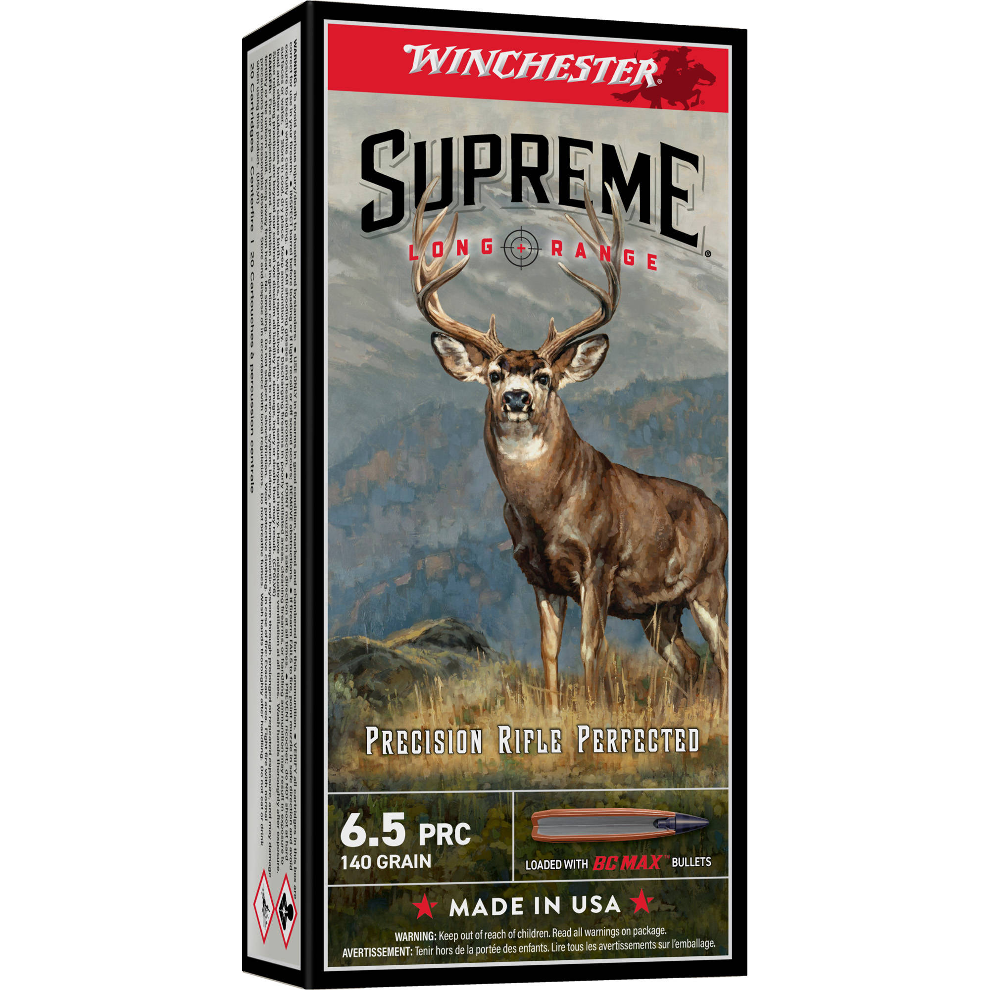 Winchester Supreme Long Range Rifle Ammunition 6.5 PRC 140gr PT 2900 fps 20/ct - Image 3