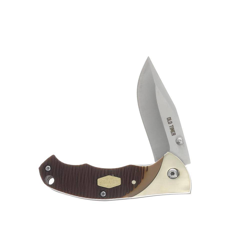 Old Timer Clip Folding Knife 2-3/4" Clip Point Blade Brown - Image 3