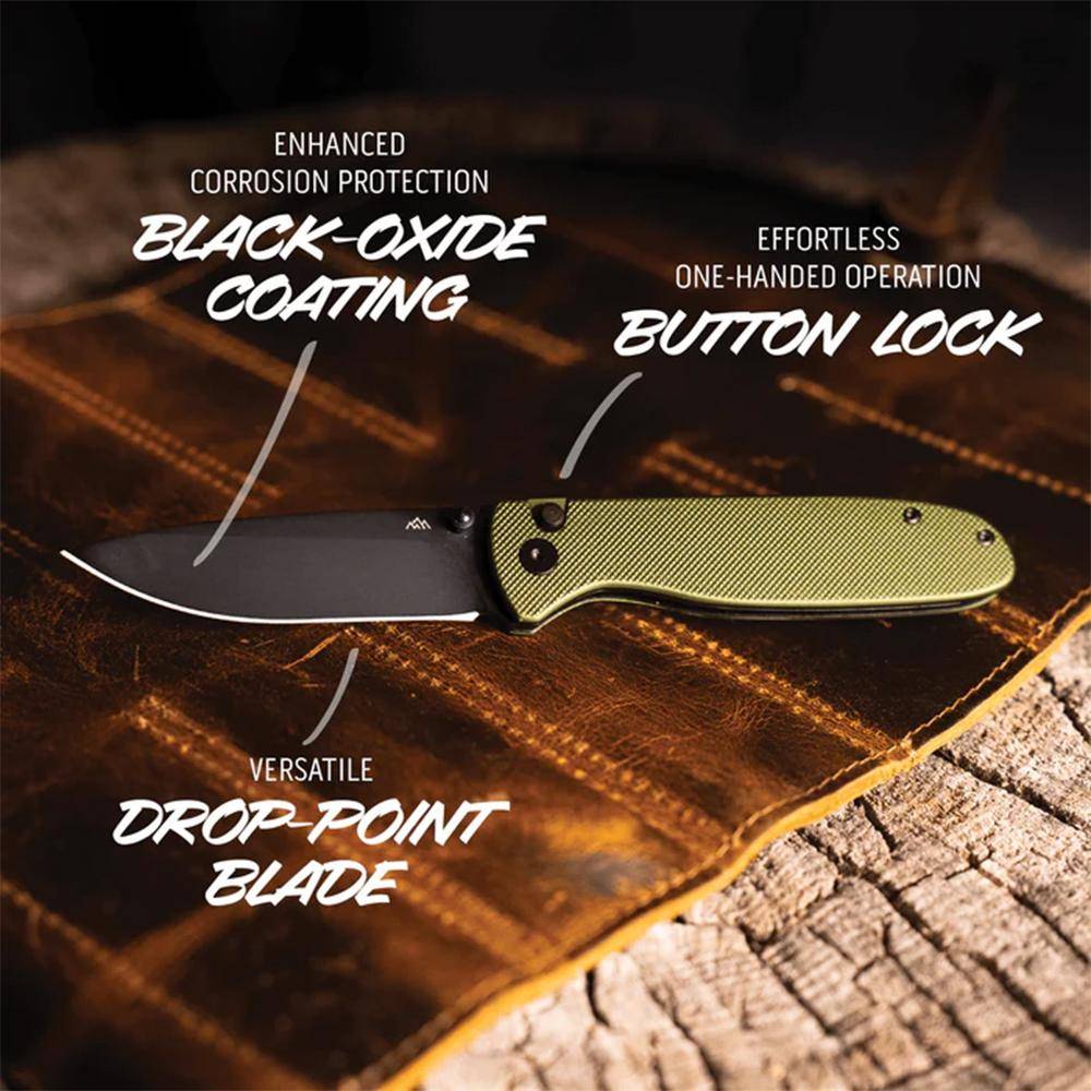 Outdoor Edge Dirk Folding Knife 3-1/4" Drop Point Blade Green - Image 2