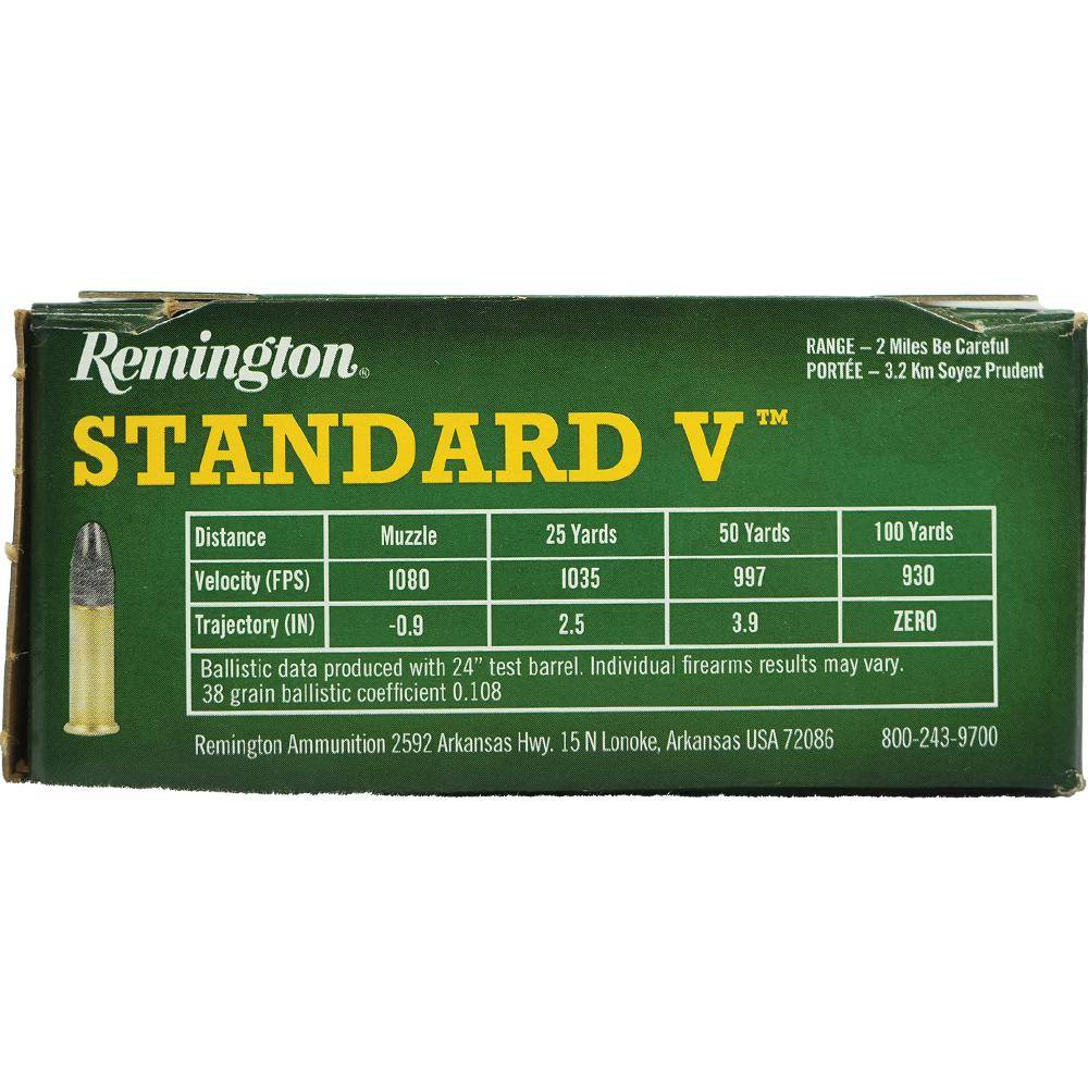 Remington Standard Velocity Rimfire Ammunition .22LR 38gr LRN 1080 fps 550/ct - Image 4