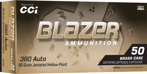 CCI Blazer Brass Handgun Ammunition .380 Auto 98gr JHP 920fps 50/ct - Image 3